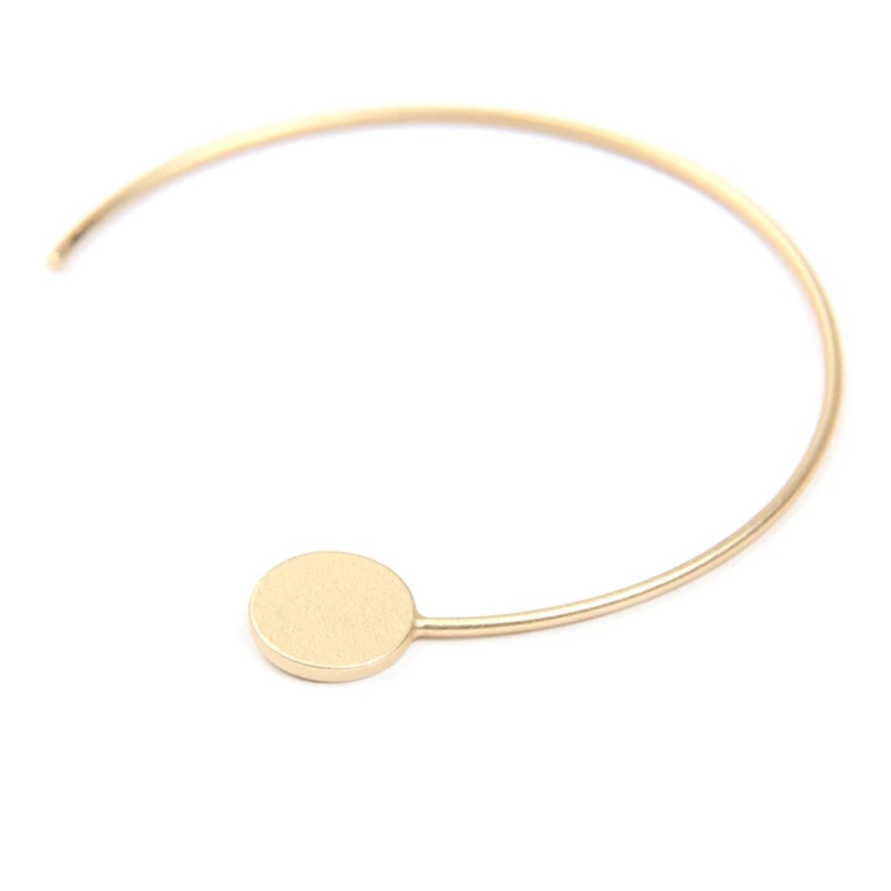 MATTE GOLD "C" HOOP DISC EARRINGS- 1.5 INCH WIRED - Picture 2 of 4